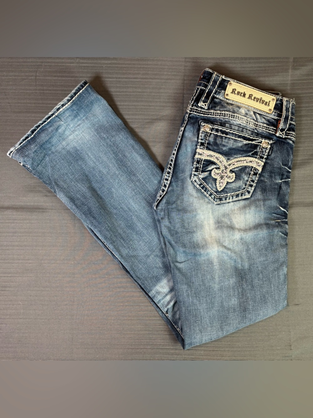 Rock Revival Lina Boot Jeans Womens 29 Bedazzled Embroidered Y2K Stretch Denim